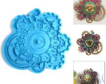 Gear clock made set | Silicone mold for wall clock | Clock movement