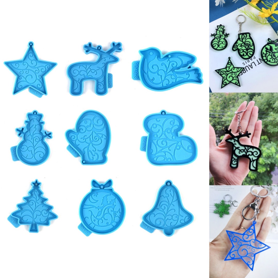 Christmas Ornament Molds, Christmas Tree Cane Bells Elk Socks Silicone