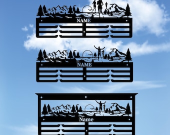 Custom Marathon Running Medal Holder, Custom Runners Name ,Color Medal Rack Medals & Ribbons, Medal Display Harnger,Award Display