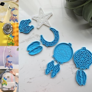 Dreamcatcher Silicone Mold | Feather earring mold | Moon star pendant mold