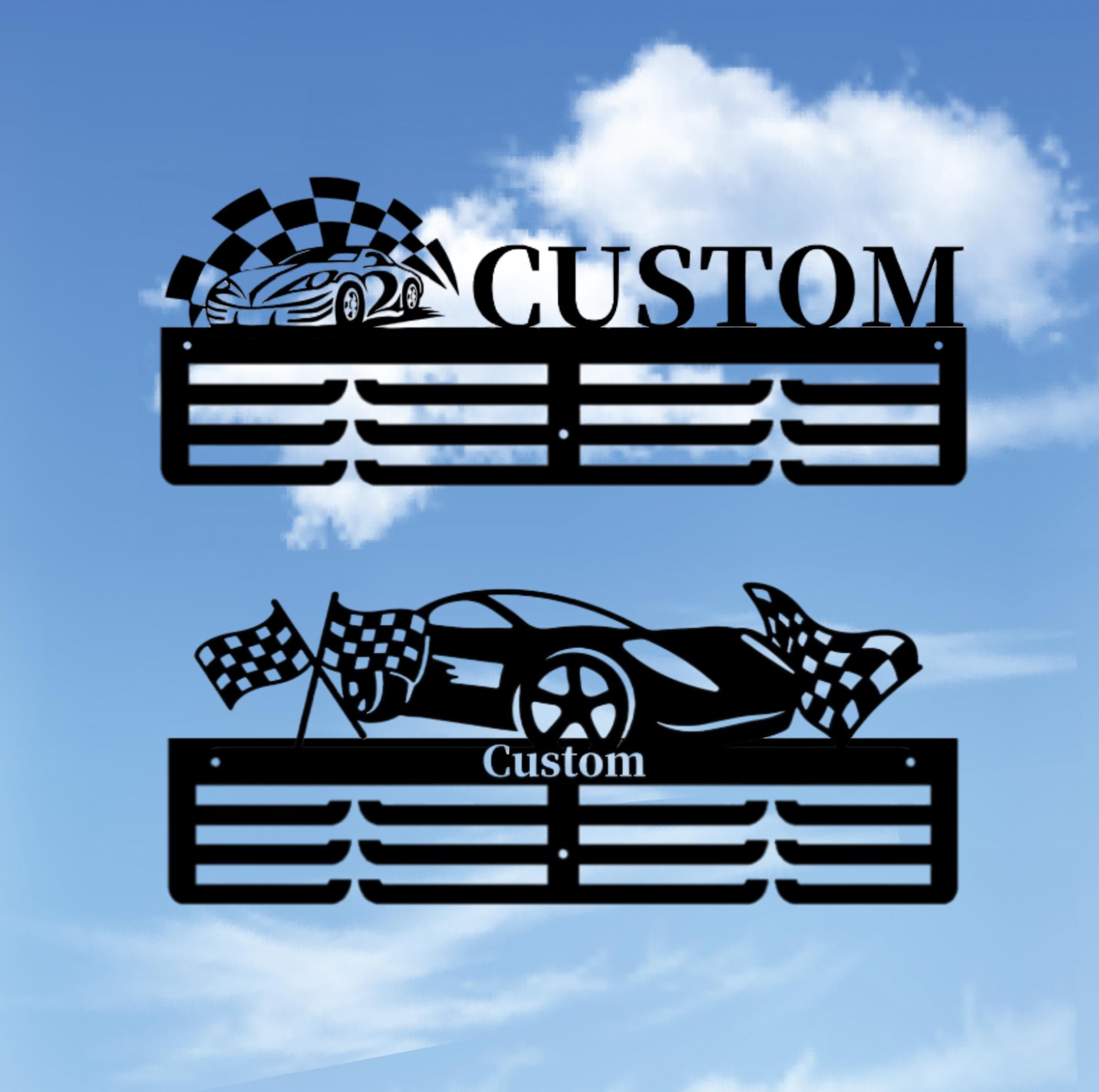 Custom Checkered Flag Racing Medal Holder, Custom Racer Names，checkered ...