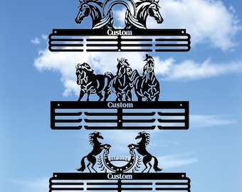 Custom Horse Medal Holder, Custom Name on Medal hanger, Color Medal Rack Medals & Ribbons, Horse Medal Display Award Display