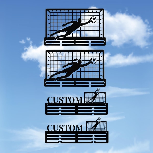 Custom Soccer Goalkeeper Medal Holder, Customized Soccer Player Names, Color Medal Rack Medals & Ribbons, Medal Display