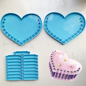 3PCS Heart handbag mold set | Hanging heart shelf mold | Decorative container Mould