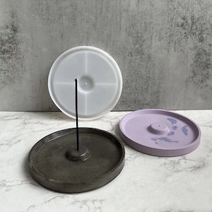 Round Concrete Incense Tray Molds | Cement Mold | Plaster Holder Silicone Mold | Base Mold