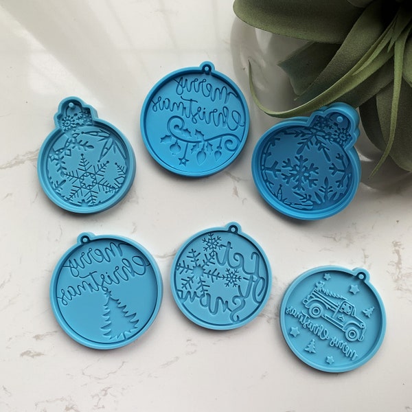 Christmas ornaments silicone mold  | Christmas tree mold | Keychain mold | Shiny for resin crafting | Pendant mold | Snowflake mold