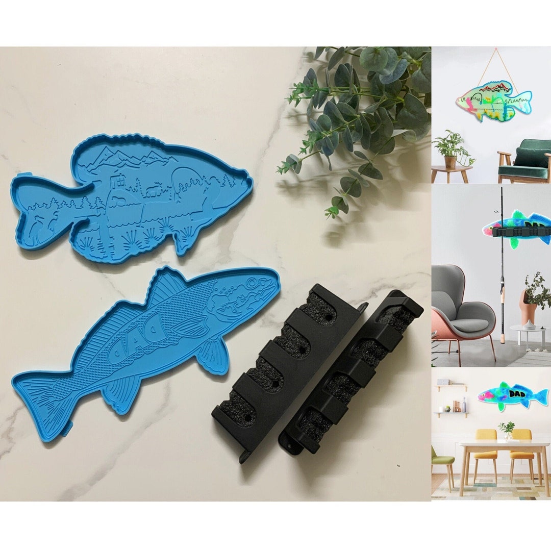 Fishing Rod Wall Rack Mold for 5 Rods Farm Decoration Mold Epoxy Resin