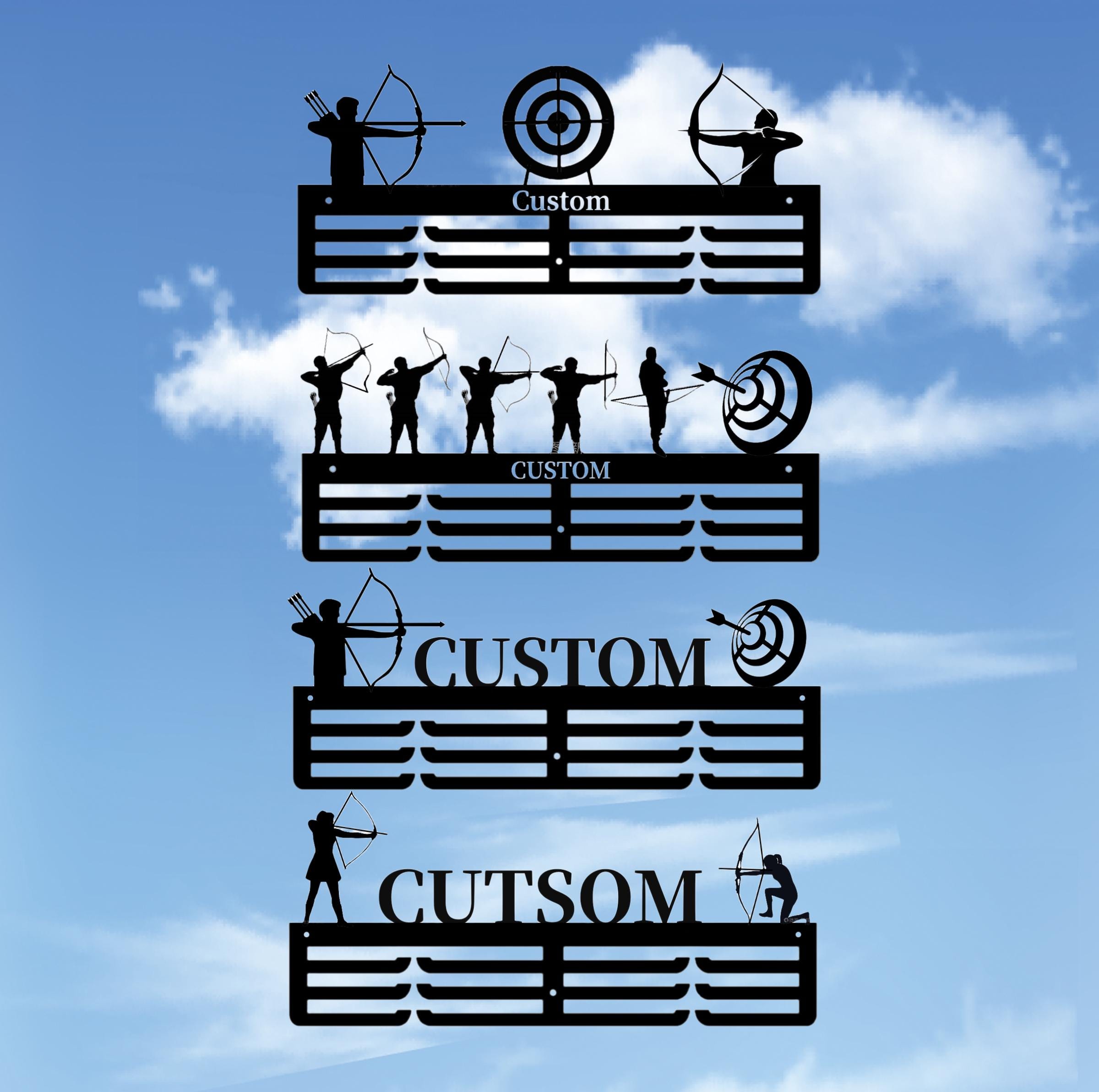 Custom Archery Medal Holder,Personalized Archery Name ,12 Rungs for Medals & Ribbons, Sport Medal Display Awards Sign, Wall Decor