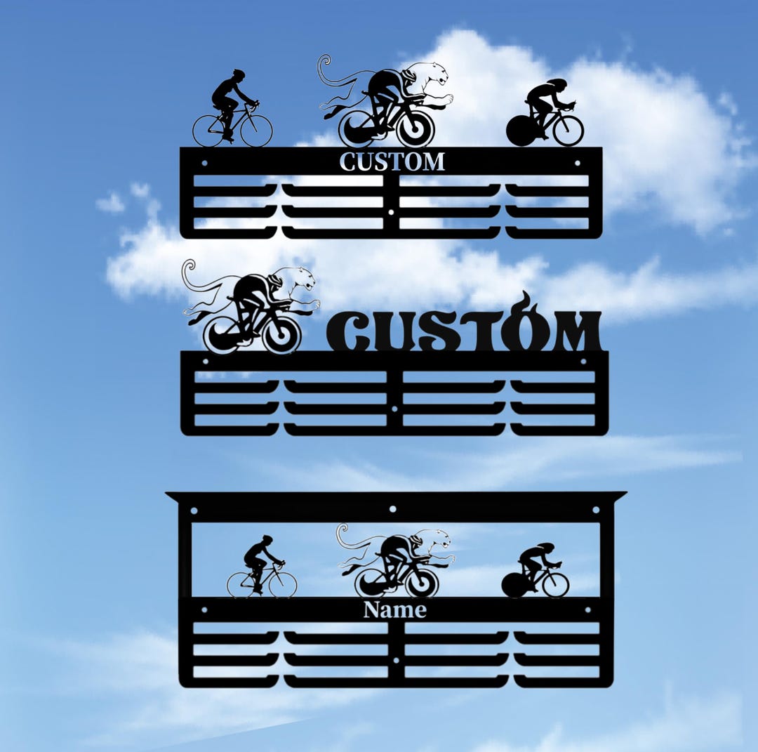 Personalized Cycle Race Medal Holder, Customized Cyclist Names, Color ...
