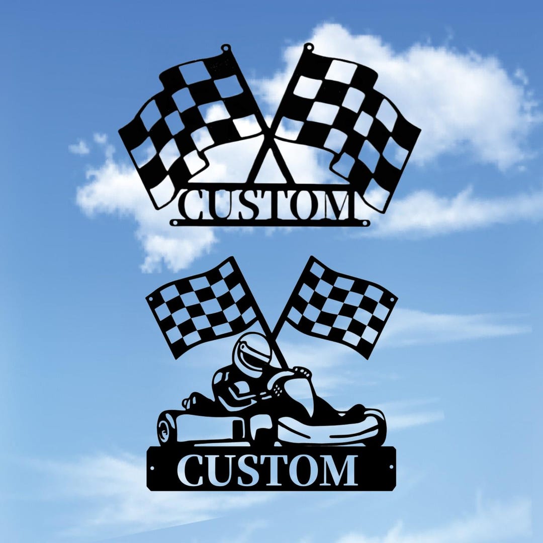 Custom Checkered Flag Racing Sign, Personalized Gift for Racer, Custom ...
