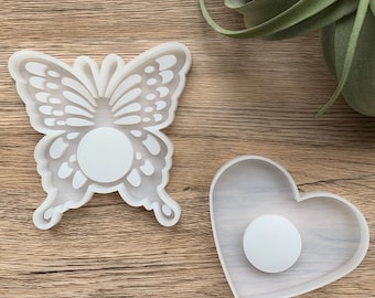 Heart candle holder mold for resin | Butterfly candle holder silicone mold | Concrete plaster mold