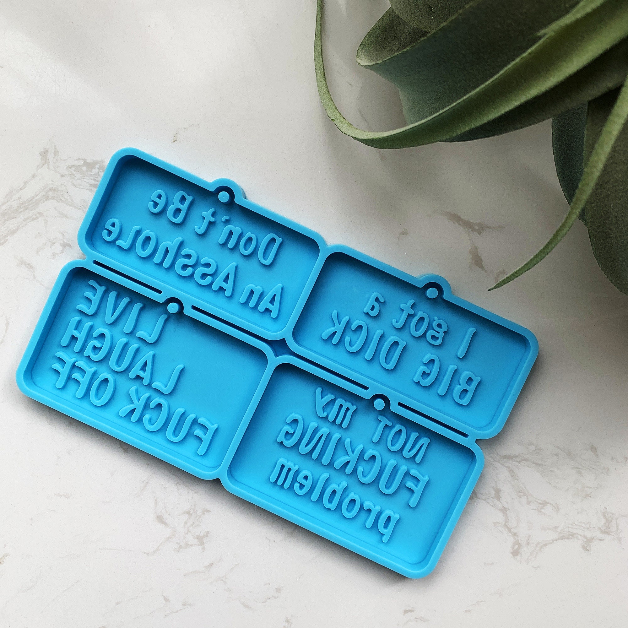 4-Piece Swear Words Coaster Molds - Silicone Resin Molds For DIY Epoxy Crafts With Funny Rude Sayings
