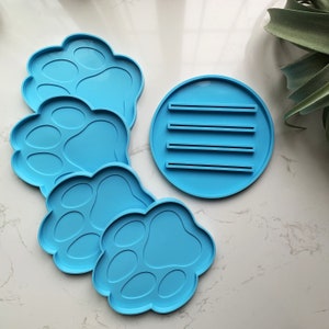 Dog paw silicone coaster mold | Cat paw epoxy resin shiny mold | Pet paw coaster mold