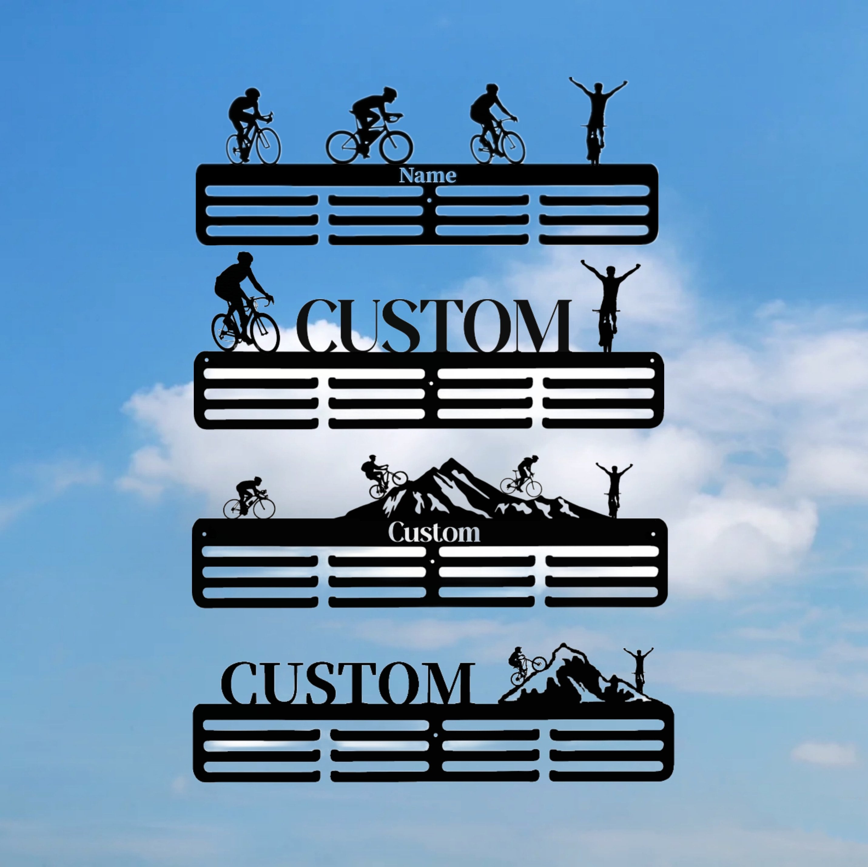 Personalized Cycle Race Medal Holder, Customized Cyclist Names, Color ...