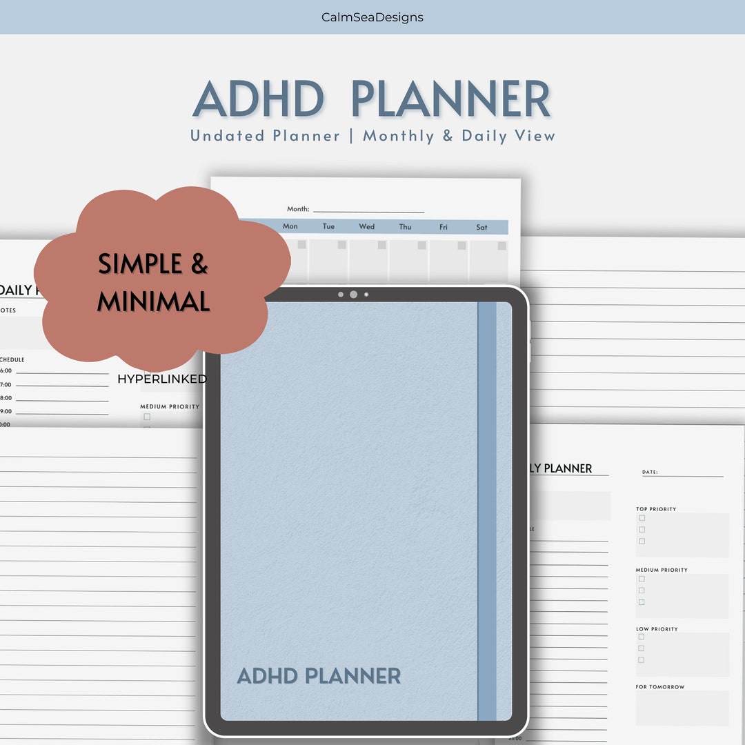 ADHD Planner Calendar For ADHD Minimal Planner Checklist For Etsy