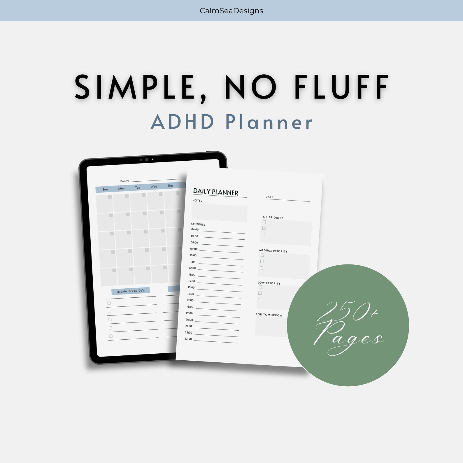 ADHD Planner Calendar for ADHD Minimal Planner Checklist for Etsy
