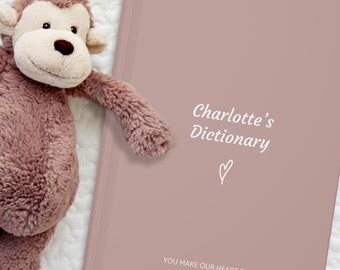 Personolized Baby First Words Doctionary Journal, Lined Toddler Language Book, Cute New Mom Gift, Memory Custom Milestone Keepsake