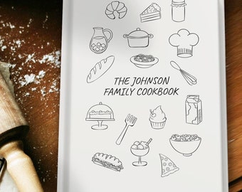Personalized Family Recipe Book, Custom Cookbook, Name Cooking Journal, Family Recipes Book, Kitchen Recipe Journal, Valentine’s Day Gift