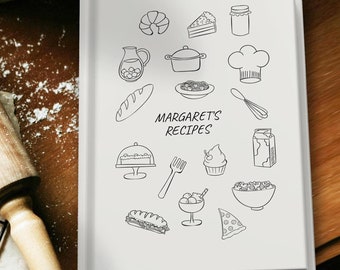 Personalized Recipe Book Gift, Custom Family Cookbook, Name Cooking Journal, Custom Recipe Notebook, Kitchen Gift for Mom, Grandma, Couples