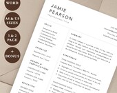 Professional Resume Word Instant Download | Modern Clean Simple Resume CV Template One Page | Cover Letter + References | Manager, Teacher