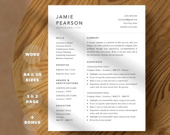 Modern Simple Resume Template Word | Professional Clean Digital Resume 2022 | Cover Letter + References | US Letter, A4 | Manager, Teacher