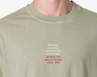 Embroidered Formula 1 Oversized Tee, Heavyweight Faded Colors Cotton Shirt, Racing Fan Gift, Unisex High Quality T-Shirt, F1 Gift for Him