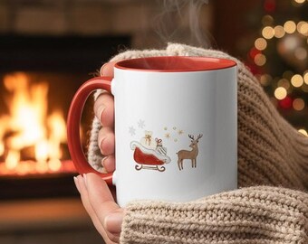 Custom Christmas Hot Cocoa Mug, Add Your Own Text Personalized Holiday Ceramic Mug, Festive Gift for Friends, Family, Office Secret Santa