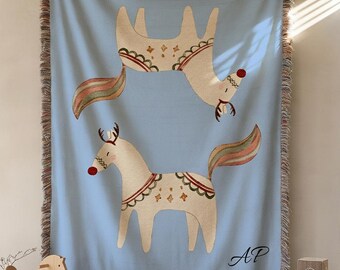 Personalized Baby Name Blanket, Minimalist Cotton Woven Throw with Initials, Custom Cozy Newborn Blanket, Nursery Keepsake Gift