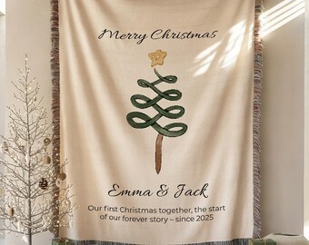 Baby’s First Christmas Woven Blanket, Personalized Baby Name Blanket, Custom Holiday Keepsake, Newborn Christmas Gift, Cozy Nursery Blanket