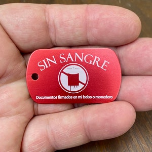 SIN SANGRE Llavero de metal grabado personalizado | Regalos JW | Regalos para hermano | Regalos para hermanas | directiva médica