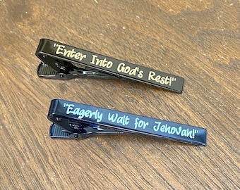 Enter Into God's Rest '23-24 Circuit Assembly Tie Bars | JW Assembly Gifts | JW Brother Gifts | JW Gifts | Custom | Eagerly Wait For Jehovah