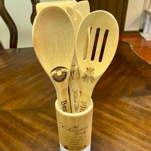 JW Gifts Bamboo Cooking Spoons (full set of 6, Singles & holder available). JW Food Gifts | Pioneer Gift | Best Life Ever | JW Sister Gift