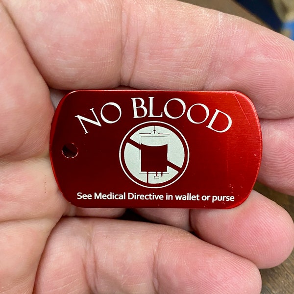 NO Blood Custom Engraved Metal keychain | JW Gifts | Gifts | medical directive | multi colored key chains. Please scan the QR code