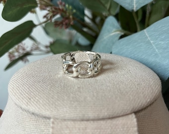 Chunky braided ring/ Chunky chain sterling silver ring/ 925 sterling silver stackable ring/ Textured ring/ A.M. twisted water resistant ring