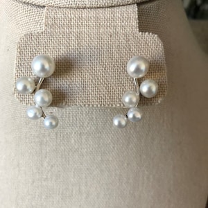 Pearl branch stud earrings/Olive branch studs/925 silver studs with freshwater pearls/ Minimalist pearl earrings/Anniversary gift