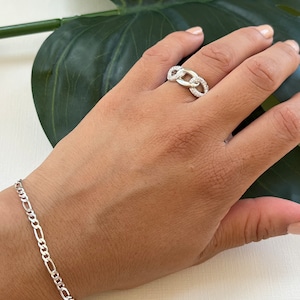 Bague cerceau en argent sterling avec pierres de zircone pavées/ Bague corde en argent sterling/ Bague tressée 925 argent sterling