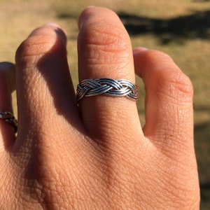 Chunky braided ring/ Rope ring/ Twist ring/ Sterling Silver stackable ring/ Boho ring/ Gift for her/ Best friend gift/ Anillo tejido