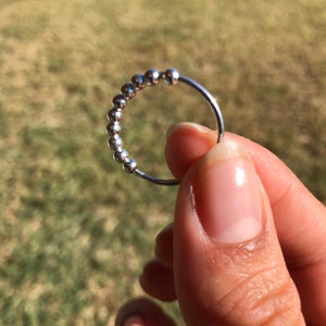 Anxiety bead ring/ Stress relief ring/ Stress ring with 10 spinning beads/ Healing ring/ Stackable ring/ Minimalist ring/ Anti- stress ring