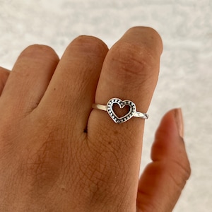 Bali heart ring/ Mini heart ring/ sterling silver heart ring/ Boho heart ring/ Gift for her/ Handmade ring/ Non-tarnish heart ring