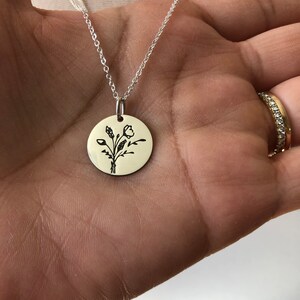 Floral coin necklace/ Coin necklace/ Mother&#39;s day necklace/ Birthday necklace/ Double strand necklace/ flower necklace/ Silver necklace