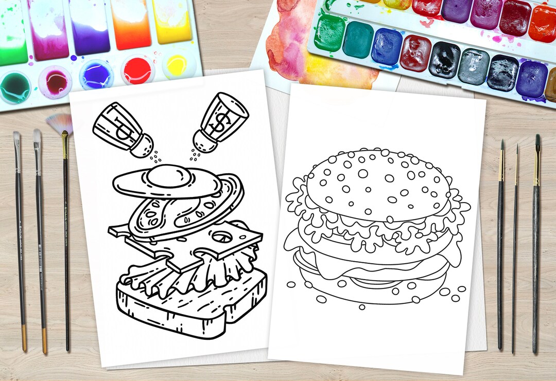 Foodie Coloring Pages Printable Food Coloring Pages Digital - Etsy