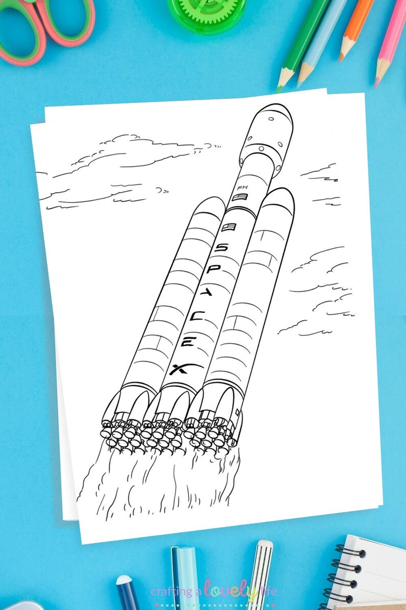 Spacex Coloring Pages, Printable Colouring Sheets, Digital Download