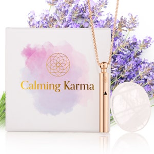 Calming Karma Anxiety Relief Items - Mindful Breathing Necklace for Stress & Anxiety Relief - Meditation Tool - Crystal Worry Stone