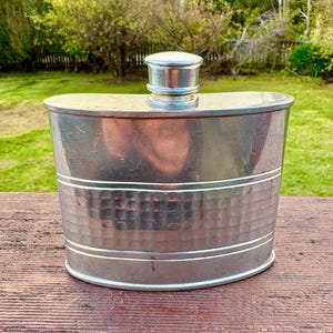 Vintage House of York Pewter Hip Flask – Mid Century English Barware – Hammered Detail – Men’s Gift or Collectible