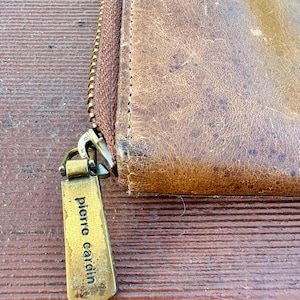Pierre Cardin Vintage Brown Leather Document Wallet A5 Size or Large Purse, Distressed Leather Look, Unisex Classic, Retro style, iPad case