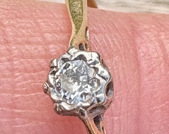Antiker Ring aus 18-karätigem Gold und Platin mit Diamanten im Altschliff, ca. 1920