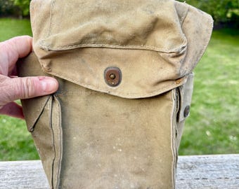 WWII British Army Canvas Field Pouch, Broad Arrow Stamp, Military Utility Bag, Original Field Gear