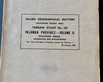 WW2 Allied Intelligence Terrain Study Palawan Philippines, AGS MacArthur SWPA Recon pull out Maps & Aerial Photos