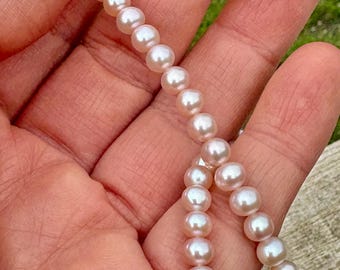 Vintage Pink Freshwater Pearl Choker Necklace, 9ct Gold 375 Clasp, Unworn, 43cm, circa late 1990s.