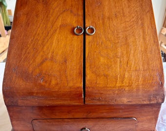 Victorian Mahogany Writing Stationery Box c.1880s – Letter Desk with Drawer & Paper Slots